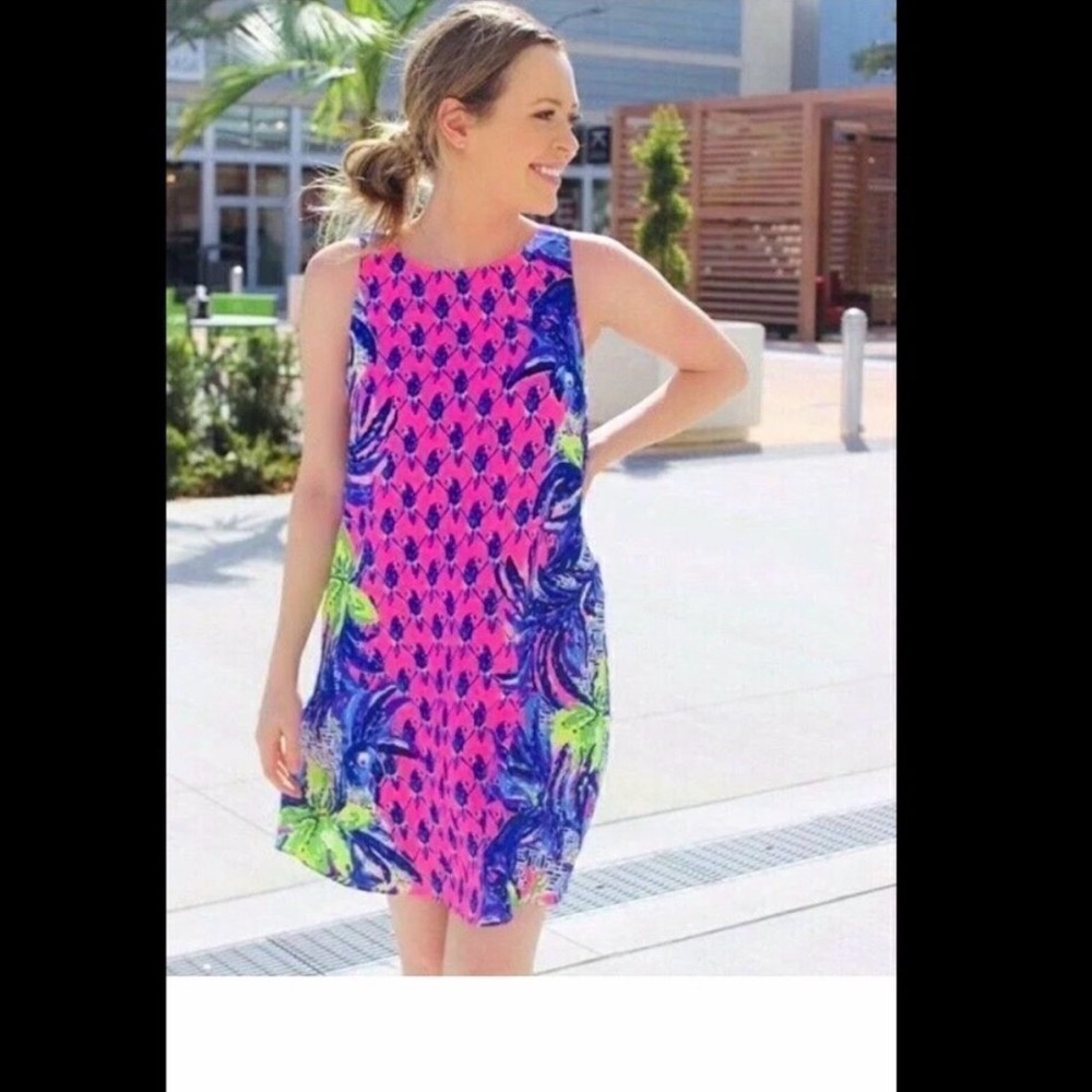 Lilly Pulitzer Pink and Blue Silk Dress